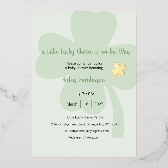 A Little Lucky Charm is on the Way Invitation (Front)