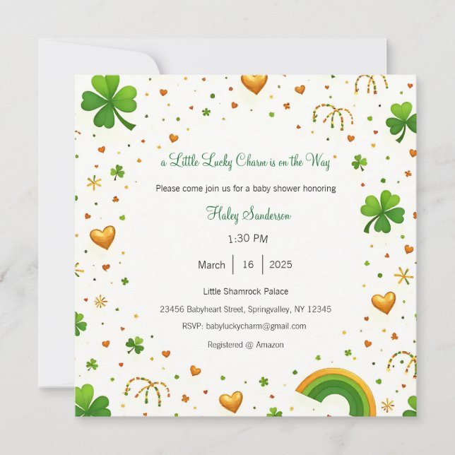 A Little Lucky Charm is on the Way Invitation (Front)