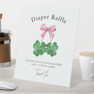 A Little Lucky Charm Shamrock Diaper Raffle  Pedestal Sign