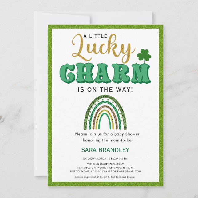 A Little Lucky Charm St. Patrick's Baby Shower Invitation (Front)