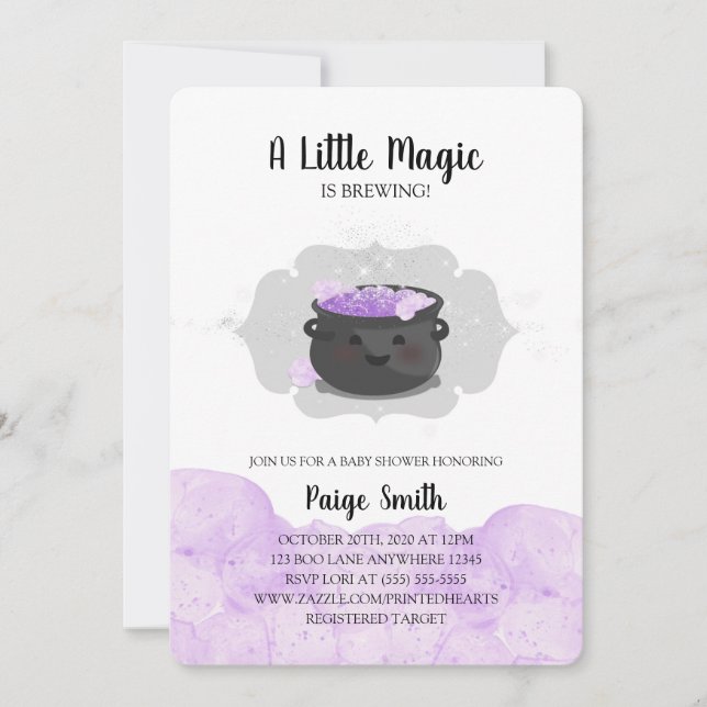 A Little Magic Is Brewing Halloween Baby Shower Invitation (Front)