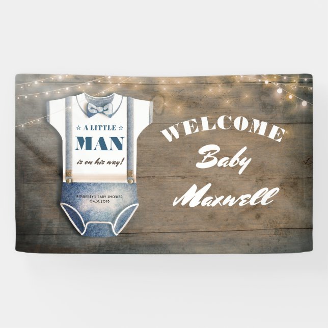A Little Man | Baby Shower | Baby Boy Banner (Horizontal)