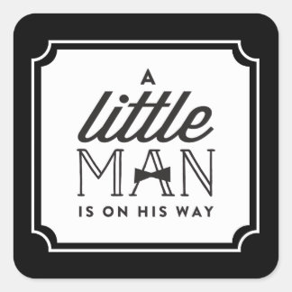 A Little Man Is On His Way Bow Tie Boy Baby Shower Square Sticker