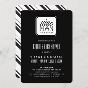 A Little Man Is On His Way Couples Boy Baby Shower Invitation
