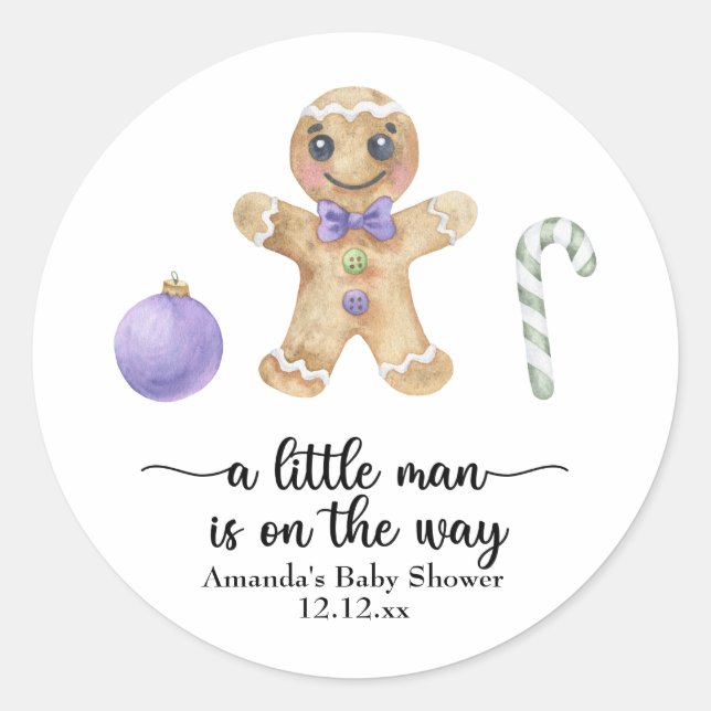 A little man is on the way! Christmas cookies Classic Round Sticker (Front)
