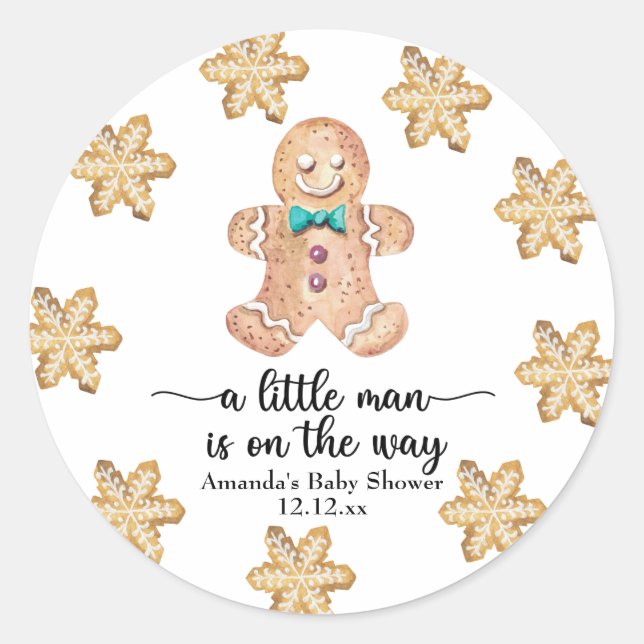 A little man is on the way! Christmas cookies Classic Round Sticker (Front)
