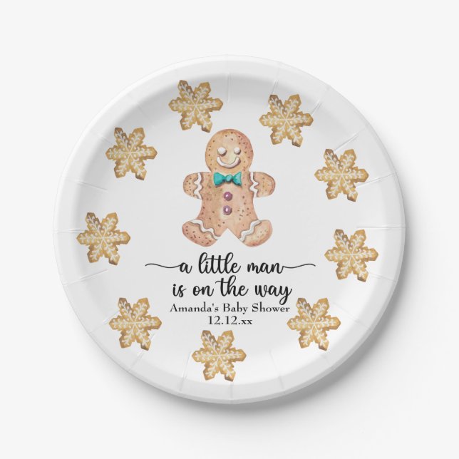 A little man is on the way! Christmas cookies Paper Plate (Front)