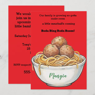 A Little Meatball Baby Digital Download Invitation