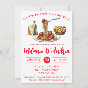 A Little Meatball is on the Way!  Baby Shower Invitation