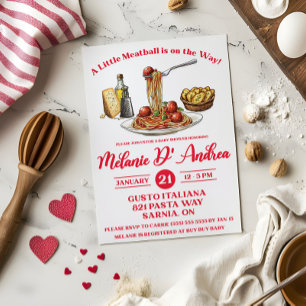 A Little Meatball is on the Way!  Baby Shower Invitation