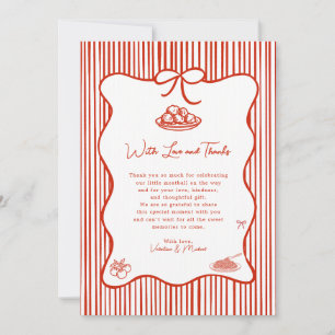 A Little Meatball is on the Way Doodle Baby Shower Thank You Card