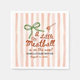 A little meatball is on the way Green Bow Napkin