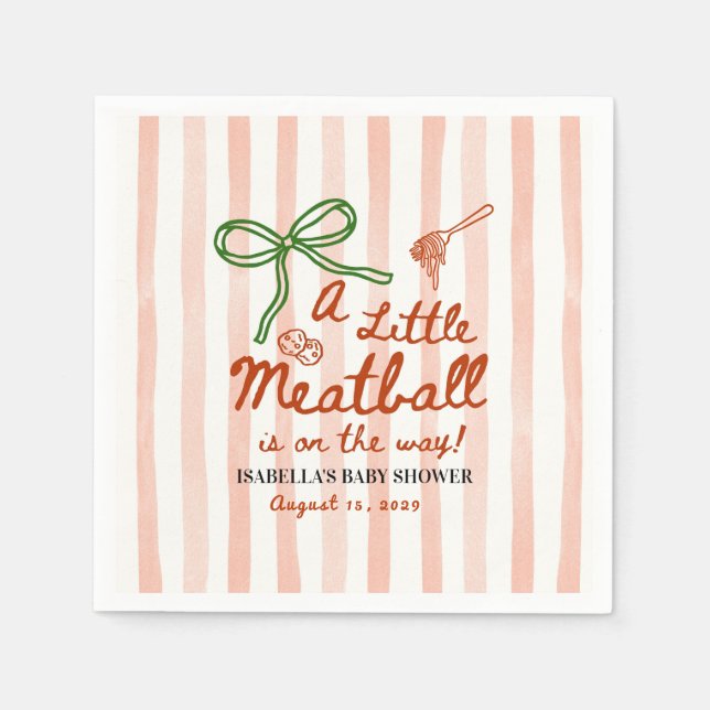 A little meatball is on the way Green Bow Napkin (Front)