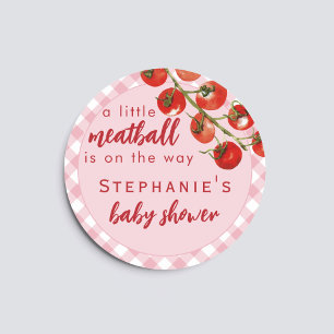 A Little Meatball Is On The Way Pink Baby Shower Classic Round Sticker
