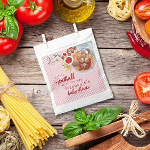 A Little Meatball Is On The Way Pink Baby Shower Favour Bag