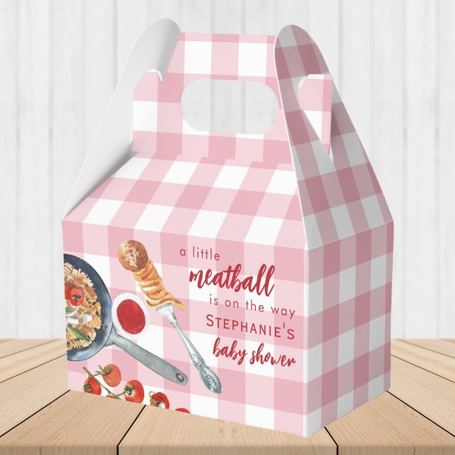 A Little Meatball Is On The Way Pink Baby Shower Favour Box (Creator Uploaded)