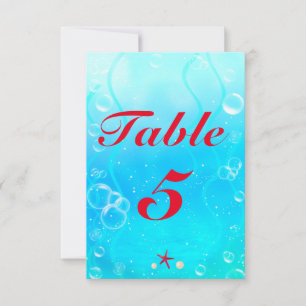A little Mermaid Beach Sea Party Table Number Card