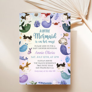 A Little Mermaid Girl Baby Shower Party  Invitation