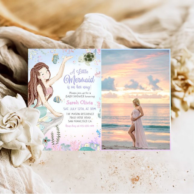 A Little Mermaid Girl Baby Shower Party Photo Invitation (Creator Uploaded)