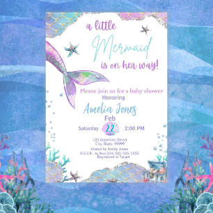 A Little Mermaid is on her Way Baby Shower Invitation