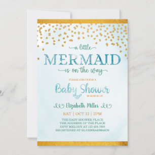A Little Mermaid Is On The Way Baby Shower Invitation