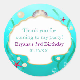 A Little Mermaid Matching Sea Shell Party Favour Classic Round Sticker