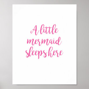 A Little Mermaid Sleeps Here Pillow Poster