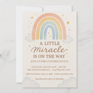 A Little Miracle Is On The Way  Gender Reveal  Invitation
