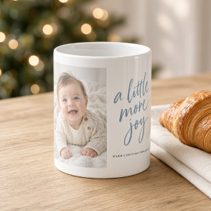 A Little More Joy Blue Christmas Baby Photo Coffee Mug