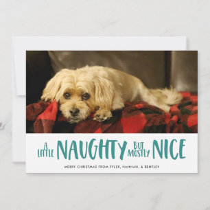 A Little Naughty Aqua Photo Holiday Card