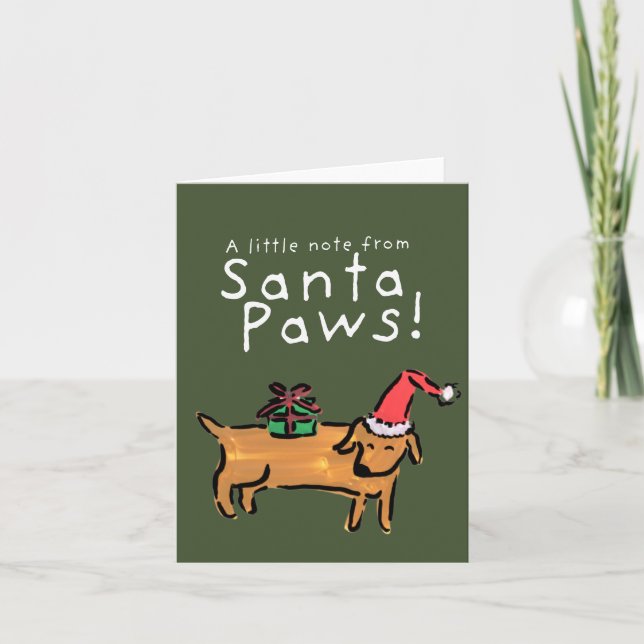A Little Note From Santa Paws Folded Greeting Card (Front)