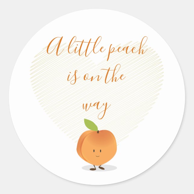 A Little Peach is on the way Baby Shower Classic Round Sticker (Front)