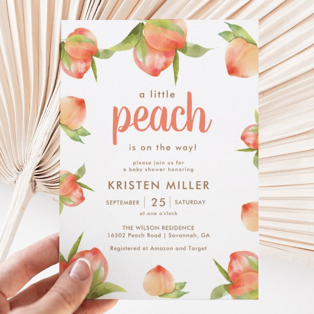 A Little Peach Is On The Way Baby Shower Invitation (Creator Uploaded)