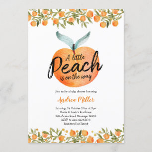 A Little Peach is on the way baby shower Invitation