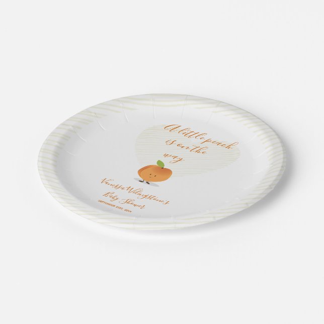 A Little Peach is on the way Baby Shower Paper Plate (Angled)