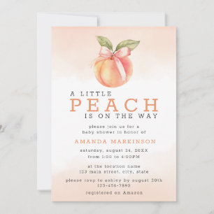 A Little Peach Watercolor Baby Shower Invitation