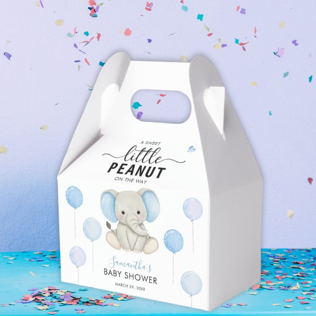 A Little Peanut Blue Greenery Elephant Baby Shower Favour Box (Creator Uploaded)