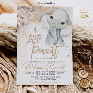 A Little Peanut Elephant baby shower Boho Safari  Invitation