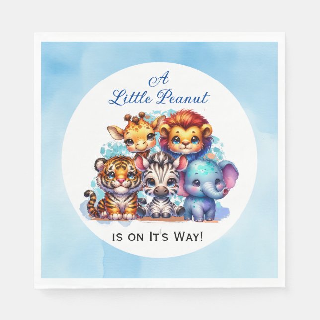 A Little Peanut is on It's Way | Baby Shower Napkin (Front)