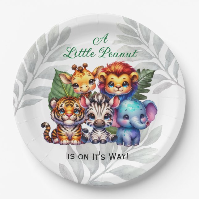 A Little Peanut is on It's Way | Baby Shower Paper Plate (Front)