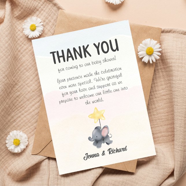 A Little Peanut Is On The Way Baby Shower  Thank You Card (A Little Peanut Elephant Thank You Card)