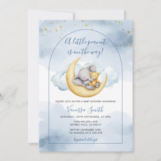 A Little Peanut is on the Way Elephant Baby Shower Invitation