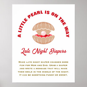 A Little Pearl Fun Baby Shower Late Night Diapers Poster