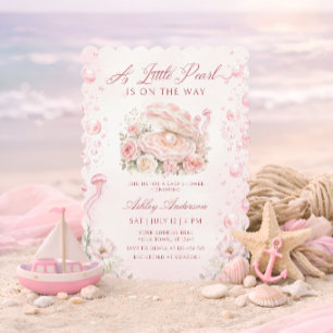 A Little Pearl Girl Baby Shower Invitation