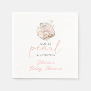 A Little Pearl Is On The Way Coastal Baby Shower Napkin