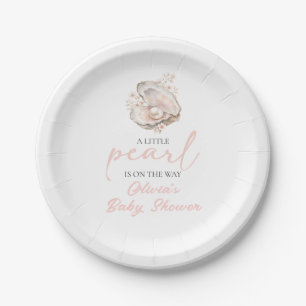 A Little Pearl Is On The Way Coastal Baby Shower Paper Plate