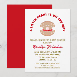 A Little Pearl Is On The Way Seashell Baby Shower Invitation