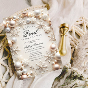 A Little Pearl Neutral Baby Shower Invitation