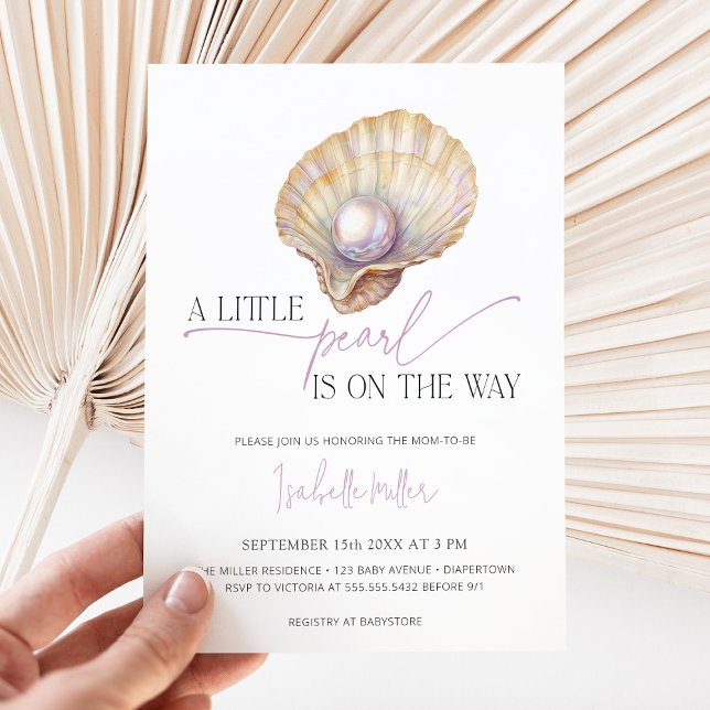 A Little Pearl Sea Beach Oyster Ocean Baby Shower Invitation (Creator Uploaded)