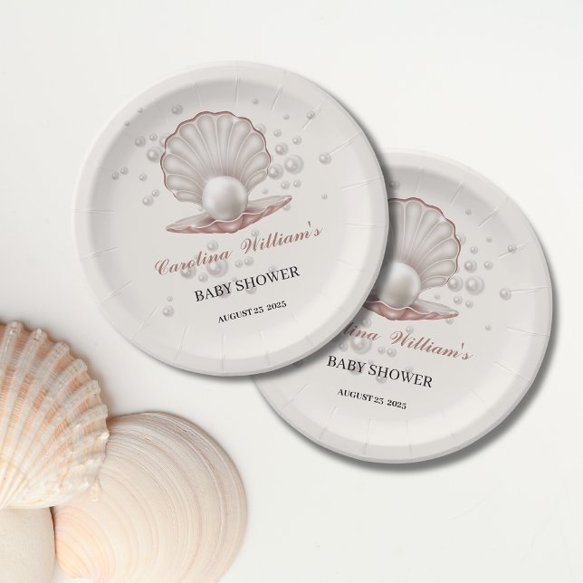 a little pearl under the sea baby shower paper plate (Creator Uploaded)